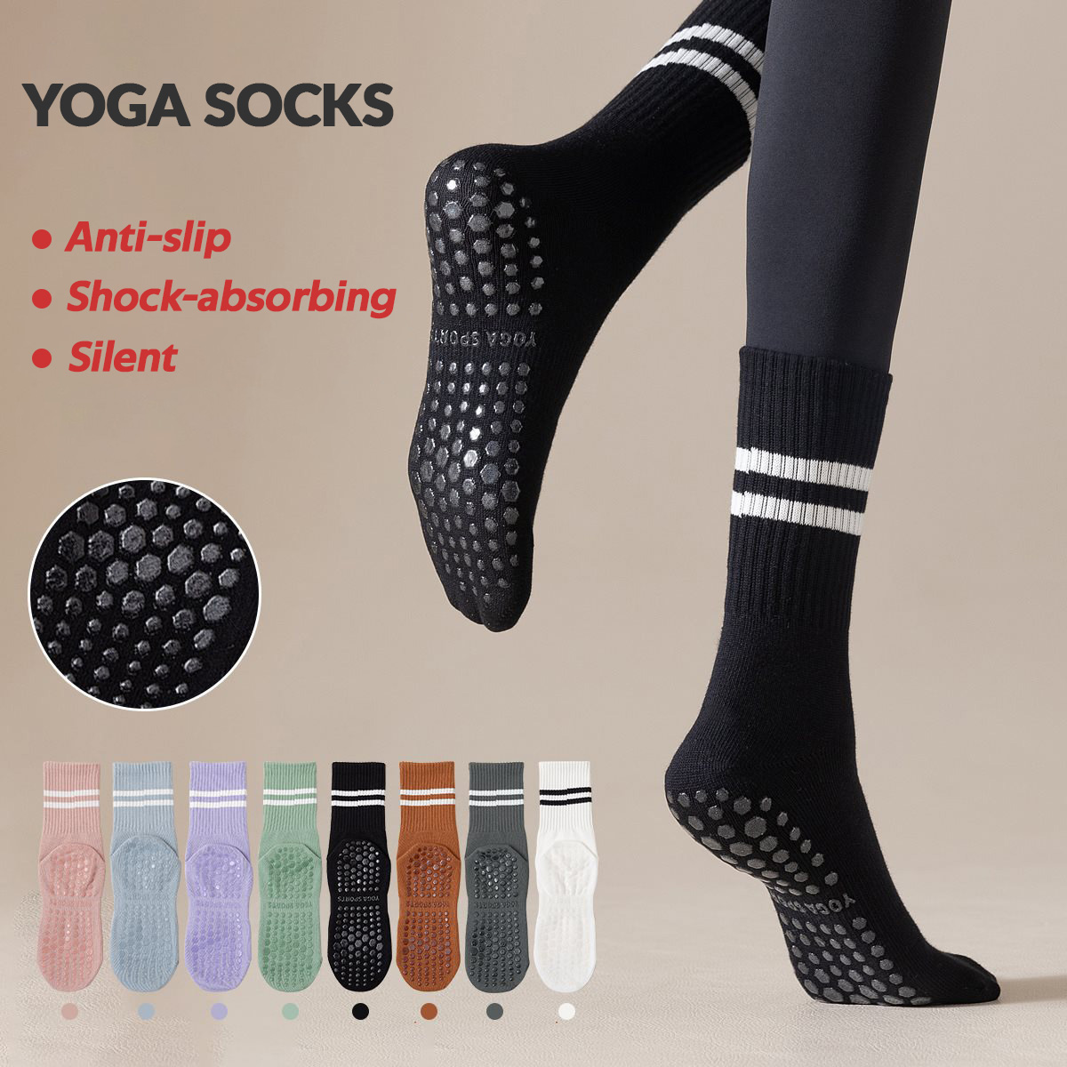3 Pairs Long Yoga Socks with G - Youtube Yoga Pilates recension och pris
