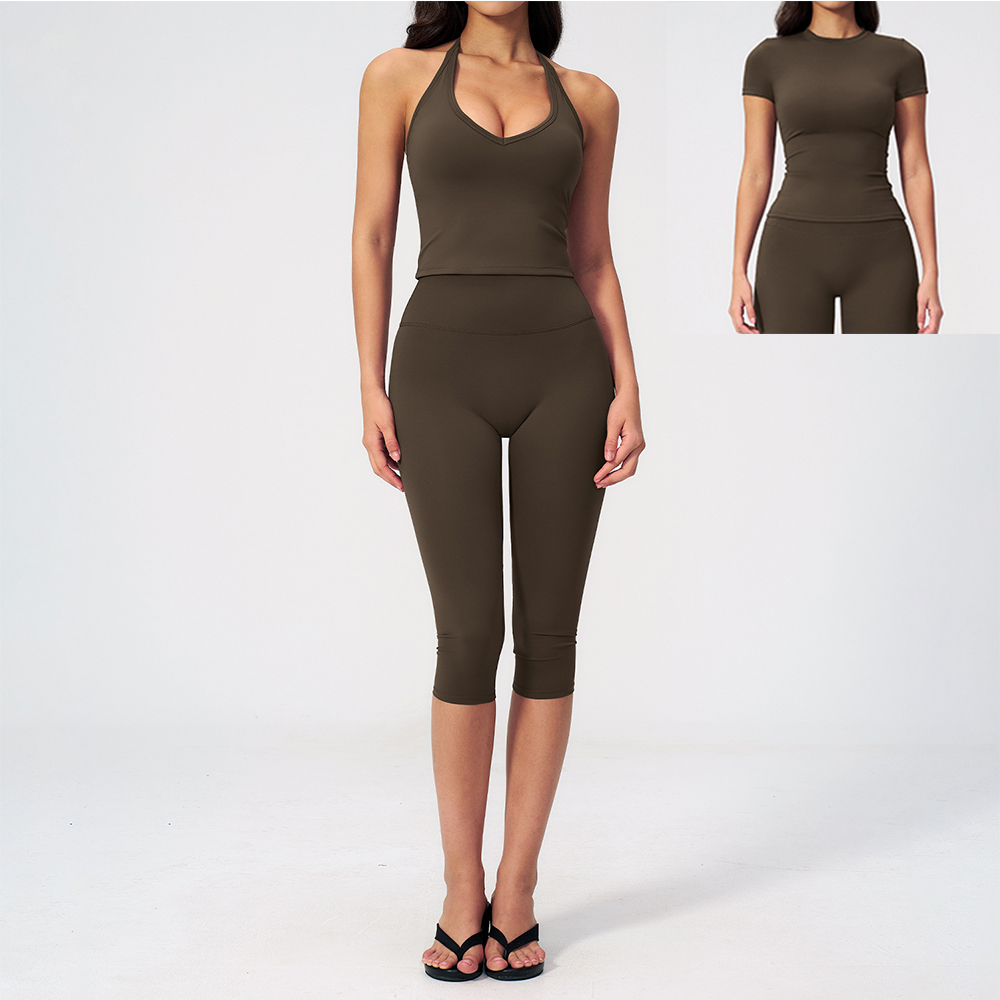Women Halter Ruched V Neck 2/3 - Pilates Yoga Logo recension och pris